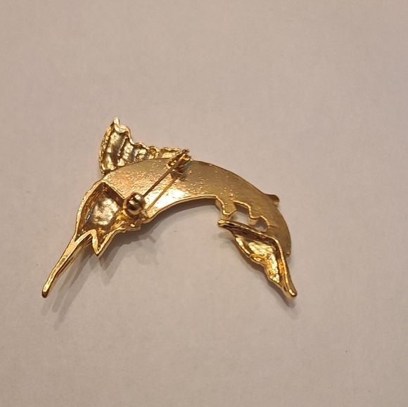 Vintage Swordfish Marlin Gold Tone Brooch Pin - Picture 2 of 3